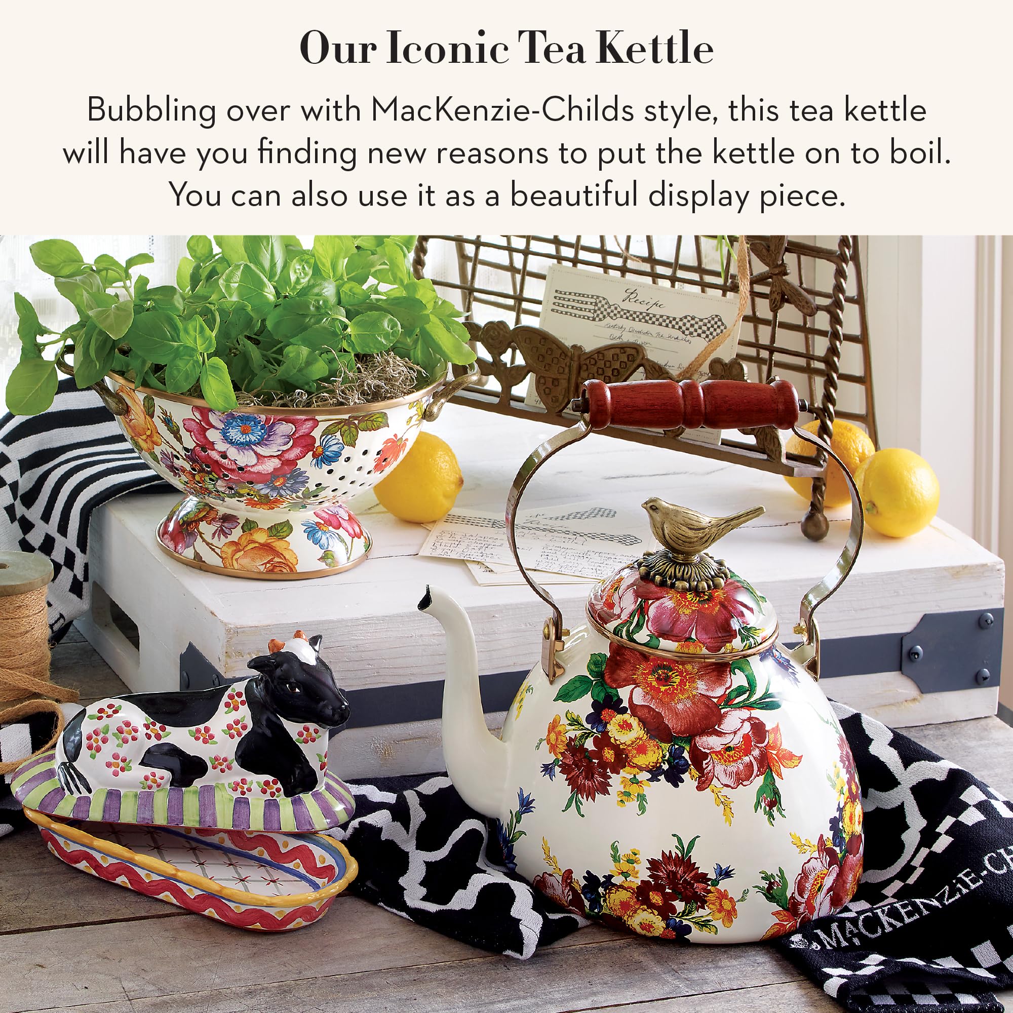 Amazon.com: MACKENZIE-CHILDS Enamel Tea Kettle, Cute Kitchen